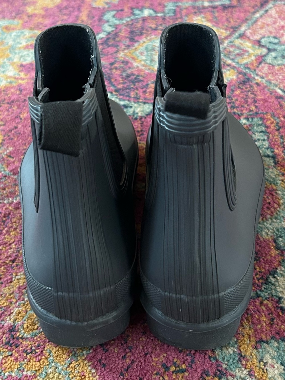 NWOT Hunter | Women’s Black Chelsea Ankle Length Rain Boot Pull Tab Size 9 - Picture 11 of 16